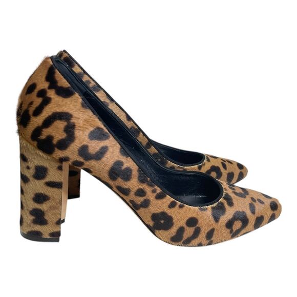 Manolo Blahnik Leopard Pony Hair Block Heel Pumps Size 38 - Picture 2 of 8
